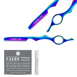 Facón Professional Hair Styling Thinning Texturizing Cutting Feather Razor + 10 Replacement Blades