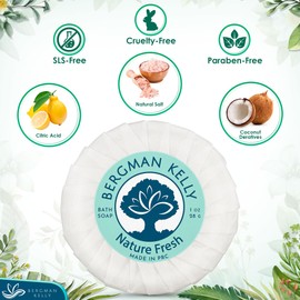 BERGMAN KELLY Hotel Soap Bars (Nature Fresh, 1 oz, 100 PK), Travel Size Luxury Bulk Amenities Bar Soap, Mini Individually Wrapped Round Soap, Small Toiletries for Airbnb, Motel, Guest Bathroom