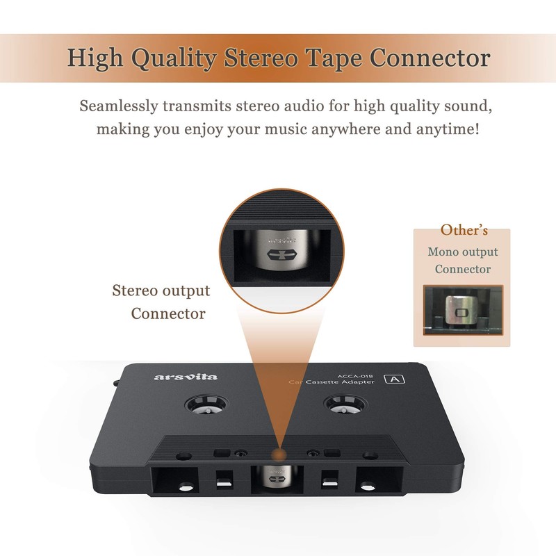 arsvita Car Audio Cassette to Aux Adapter, 3.5 MM Auxillary