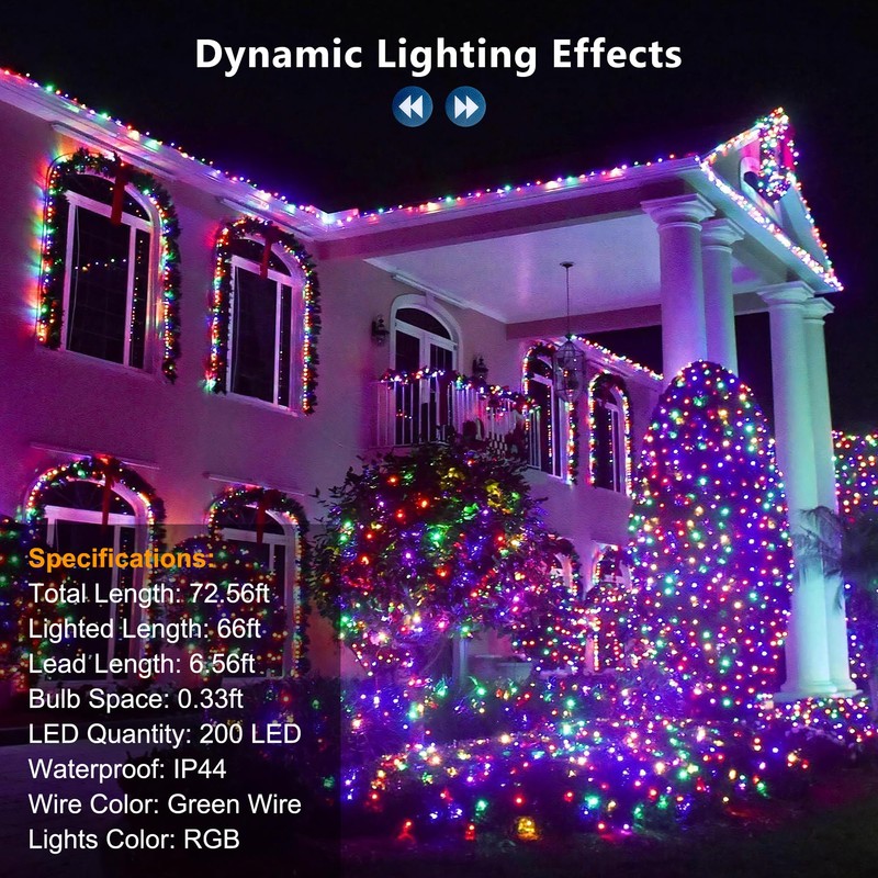 Brizled Color Changing Halloween Lights, 66ft 200 LED RGB Christmas