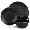 Elama Modern 16 Piece Stoneware Dinnerware Set in Matte Black