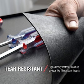 ToolTex Heavy Duty No-Slip Tool Box Liner & Garage Drawer Liner - Black 24" x 20', Anti-Crinkle Mat Protects Drawers & Keeps Tools in Place