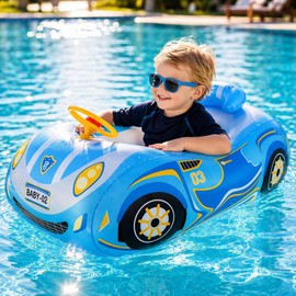 Baby Pool Float Toddler Floaties 3D Car Baby Float for 12-48 Months Inflatable Heavy Duty 0.35mm PVC Seat Boat Pool Toys Float No Flip Swimming Floaties for Boys&Girls1-5 Years