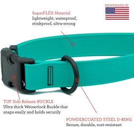 PACKT - Endeavor Waterproof Dog Collars for Medium Dogs - Waterproof, No Stink, Made in USA | Ocean - Medium Dog Collar | Teal Dog Collars for Medium Dogs Females & Males | M-L Dog Collar for Dogs