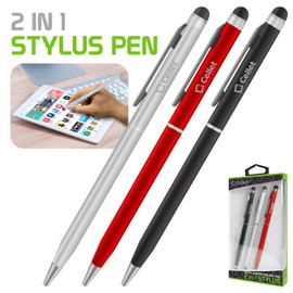 PRO Stylus Pen for BlackBerry Curve 9315 with Ink, High Accuracy, Extra Sensitive, Compact Form for Touch Screens [3 Pack-Black-Red-Silver]