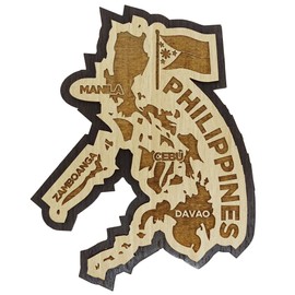 Printtoo Wooden Philippines Map Engraved Fridge Magnet Souvenir Collectibles Gift