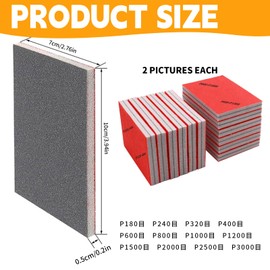 24 Stück Schleifschwämme, Weiches Schleifpads 180-3000 Körnung Handschleifblöcke Nass Trocken Schleifpapier für Holz Trockenbau Metall Farbe Autokarosseriereparatur