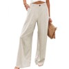 Hooever Womens Cotton Linen Pants Casual Button Up High Waisted