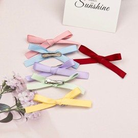 24PCS Bow Hair Clips - Small Hair Bows, Satin Mini Bows Ribbons Ponytail Accessories Non-Slip Hair Clips Cute Hairpin for Women and Girls 8 Colors