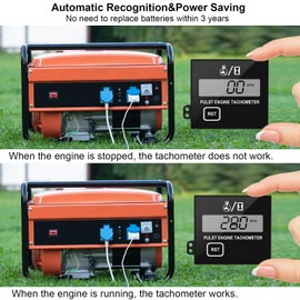 Digital Engine Tachometer for Small Engine Pulse Tach Gauge Waterproof Inductive Tachometer RPM Tester for Gesture Lawn Mower RV ATV Dirt Bike Motocross Boat Tractor (10-15000RPM)