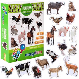MAGDUM Farm Photo Realistic Animal Magnets for Kids -Real Large Fridge Magnets for Toddlers- Magnetic Educational Toys Baby 3 Year Old Baby Learning Magnets for Kids- Kid Magnets for Magnetic Theatre