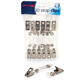 Officemate ID Badge Clips with Snap Straps, Pack of 12 (37005)