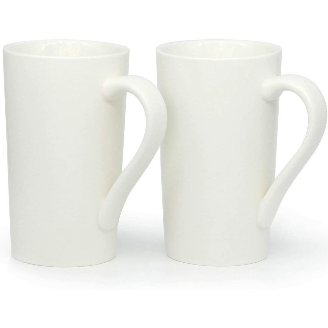 Set of 2 Smilatte M007 Plain Tall Ceramic Cup with Handle for Dad Men 20 Ounces Large Coffee Mugs Red 