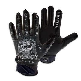 Battle Sports Speed Freak Wide Receiver Football Gloves - Ultra Grip Gloves - Black, Adult Large