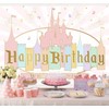 InMemory Princess Castle Birthday Backdrop Girls Pink Pastel Banner