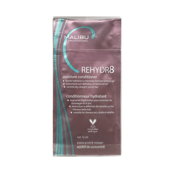 Malibu C REHYDR8 Moisture Conditioner (6 Packets) - Hydration Boosting Concentrate for Dry, Brittle Hair - Strand Reviving, Hydrating Conditioner for All Hair Types