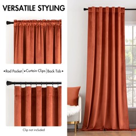 MIULEE Velvet Curtains 84 inches 2 Panels - Luxury Burnt Orange Blackout Curtains for Bedroom Living Room Thermal Insulated Super Soft Window Drapes Rod Pocket & Back Tab, Terracotta Rust Fall Decor