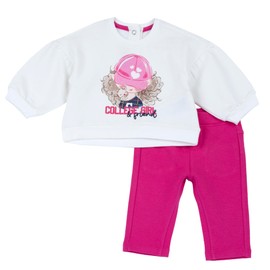 Chicco Baby Girl Two Piece Outfit Leggings and Sweatshirt Jogging Suit, Fuchsia (2)