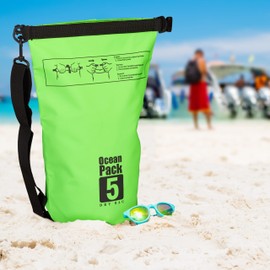 Relaxdays Ocean Pack 5 Litre Waterproof Dry Bag Lightweight Kayak / Sailing / Skiing / Snowboarding, Colour Ocean Pack, Green