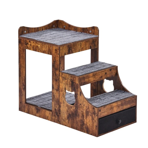 Pet Bunk Bed with Stairs Dog/Cat Window Perch with Storage