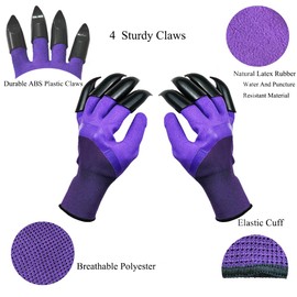 DCCPAA Garden Gloves with Claws 2 Pairs（Two Hands with Claws for Digging, Planting, Weeding, Seeding-Waterproof, Best Gardening Gifts for Men and Women-Purple+Green
