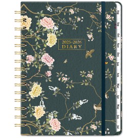 Academic Diary 2025-2026 - A5 Diary 2025-2026 Week to View, Runs from August 2025 to July 2026, with Beautiful Hardover and Twin-wrie Binding - Green, 21.5 x 15.5 x 1.5 cm