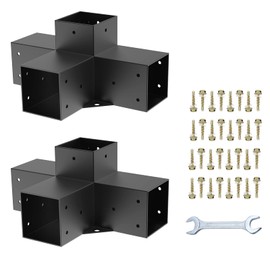 Woodworks Pergola pergola Brackets 4-Way Right Angle Corner Bracket DIY Elevated Wood Stand 2PACK with Screws for 4x4 (Actual: 3.5x3.5 Inch) Lumber Pergola Gazebo