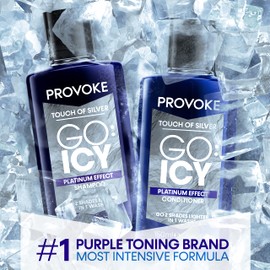 PROVOKE Touch of Silver Go Icy Conditioner 150 ml, Icy Platinum Look in Just 1 Wash, Triple Toning Technology to Cool Down Warmer Brassy Tones for an Extra Light Colour, Enriched Keratin to Hydrate