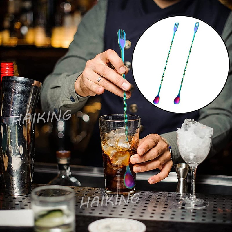 HAIKING Cocktail Mixing Spoon, 2 Pcs Bartender Stainless Steel Bar