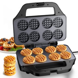 Mini Waffle Maker Machine, 8 Small Waffle Bites, Nonstick Waffle Iron with Quick Heat-Up, Easy Breakfast Makers for Home, Family, Snacks or Desserts