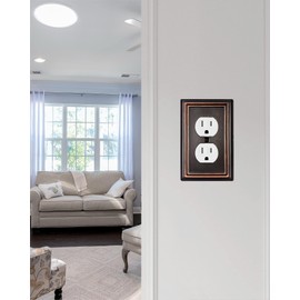 ZILLSEA 6-Pack Duplex Wall Plates, Aged Bronze Outlet Covers, Metal Electrical Outlet Cover Plates, 3.15''*4.88'', Midsize