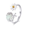 LEGENTLISUR Daisy Bee Platinum Rings Vomens 925 Sterling Silver Ring Cubic Zirconia Rings For Women Adjustable Women Jewelry Birthday Gifts For Mother Sister(17mm)