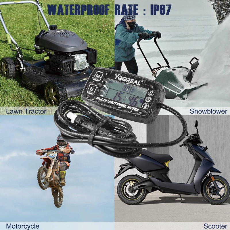 YOOREAL Digital Engine Temperature RPM Gauge Tachometer Hour Meter of