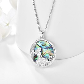 TANGPOET Mermaid Necklace for Women 925 Sterling Silver Abalone Shell Mermaid Pendant Ocean Themed Jewelry Gifts for Birthday Christmas