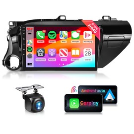 Podofo 10.1inch 8Core 2G 64G Car Stereo Radio for Toyota Hilux 2015-2020 with 1280 * 720P IPS Touchscreen/BT 5.0/Wireless CarPlay/Android Auto/MirrorLink/WiFi/4G/DSP/46 EQ/Backup Camera