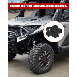 POKIAUTO Center Hub Caps for Polaris Ranger XD 1500 Northstar Edition 2024 2025, UTV Black Wheel Caps Dust Tire Rim Hub Covers for Ranger 1500 Accessories, Durable PP, 4PCS