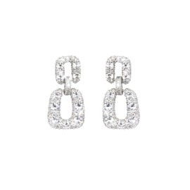 925 silver Crystal Bow Stud Earrings Fashion Ladies Tassel Rhinestone Earrings Hypoallergenic for Sensitive Ears (Silver pendant)