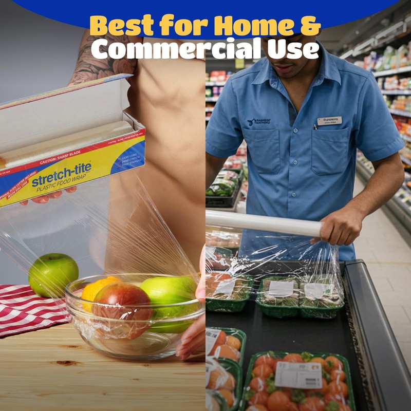 Stretch Tite Plastic Wrap For Food With Slide Cutter 750
