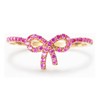 NORLSO Pink Bow Ring for Women Rhinestone Bow Rings Cubic