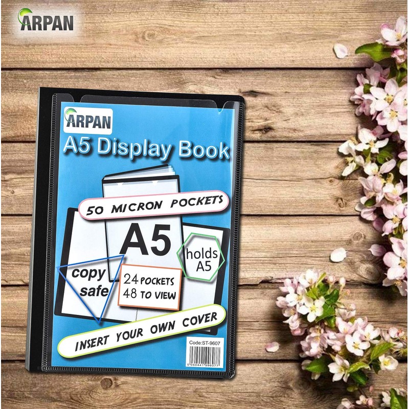 Display Book - 24 Pockets Black Presentation A5 Display Book