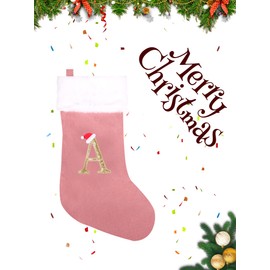 infleesh 20 Inches Monogrammed Christmas Stockings with Letters,Super Soft Christmas Stockings Large Monogram Stockings Red Letter Stockings for Christmas Holiday Xmas Gift…