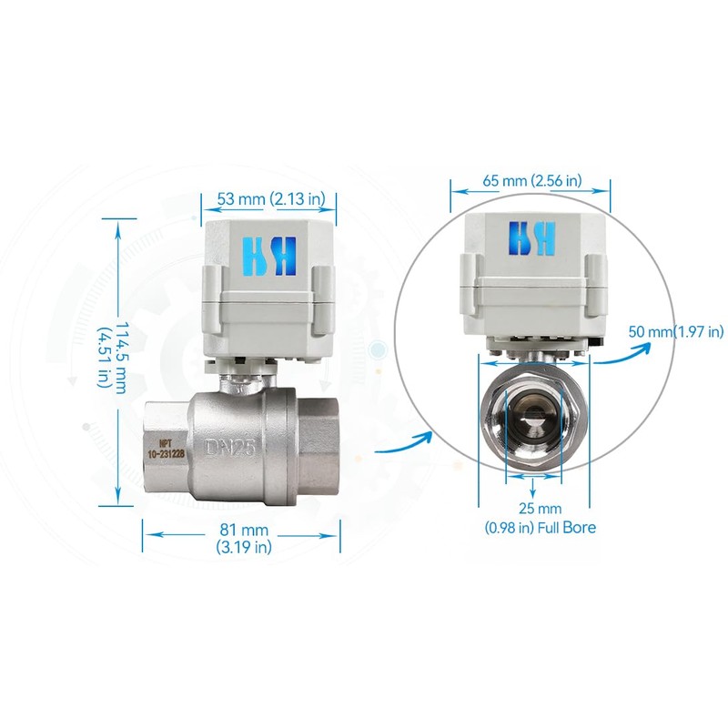 HSH-Flo 1 inch DN25 110-230VAC Normally Closed Stainless Steel 304/CF8