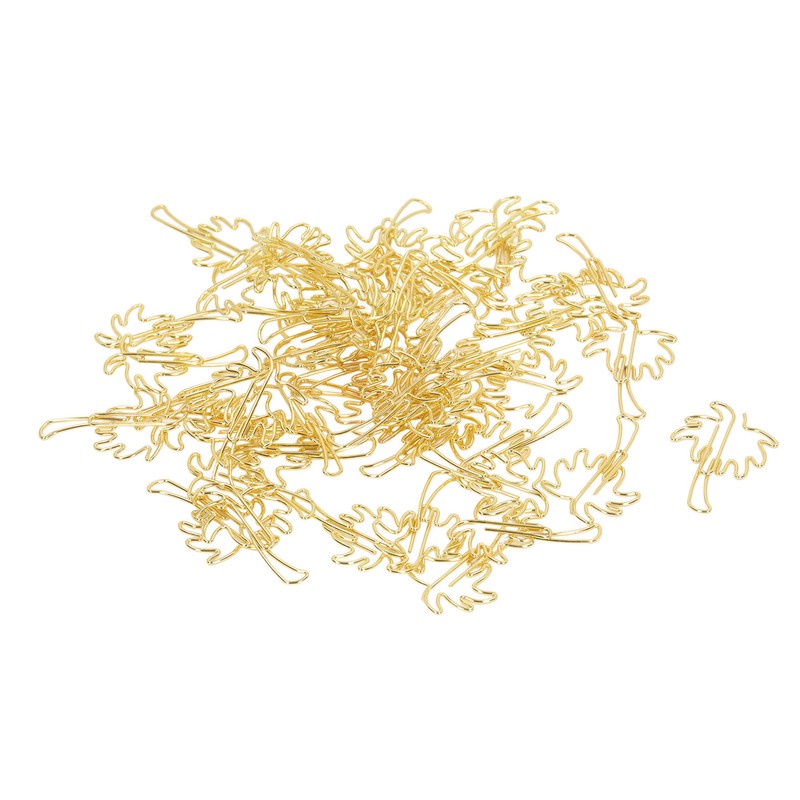 50 Pcs Paper Clips Portable Mini Cute Golden Coconut Tree