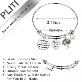 PLITI Mother Of The Bride Bracelet For Mother In Law Thank You For Your Constant Love And Support Wedding Jewelry From Bride (mother bride bgU)