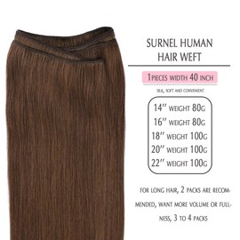 SURNEL 45 cm / 18 Inch Weft Real Hair Extensions Medium Brown Straight Weft Extensions Real Hair Blonde Extensions Remy Real Hair Straight 100 g Human Hair Weave Bundle (Wefts #4-18 Inches)