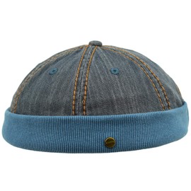 Lakota Docker Hat, Pure Cotton, Stone-Washed Look, One Size Adjustable, Summer/Winter, Denim blue