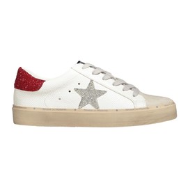 Mi.iM Gaby Rubber Sole Lace-up Snake Print Suede Star Sneakers(6.5, White Red)
