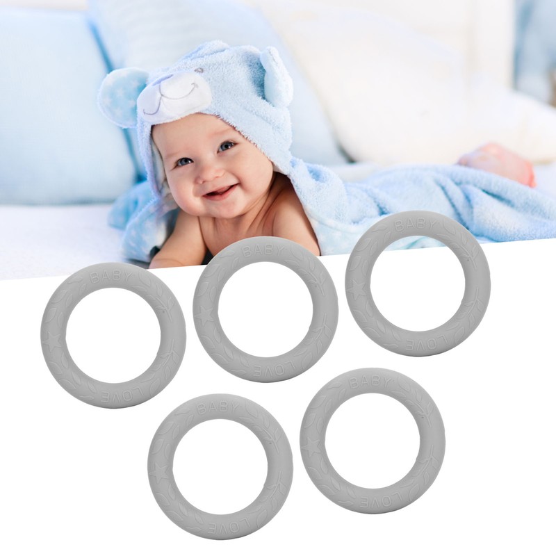 5pcs Baby Soft Silicone Teething Ring Toy Infant Safe Elastic