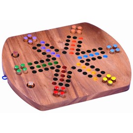 LOGOPLAY Ludo for 6 Players - Dice Game - Board Game - Wooden Family Game with Folding Board.