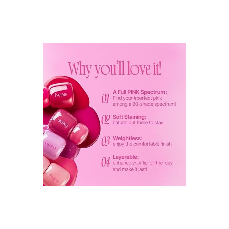 fwee [fwee]Pink Obsession Stay-Fit Lip Tint (20 Colors)